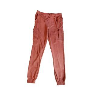 No Boundaries Womens Fleece-Lined Cargo Jogger Pants Size Large  36-38 Pink